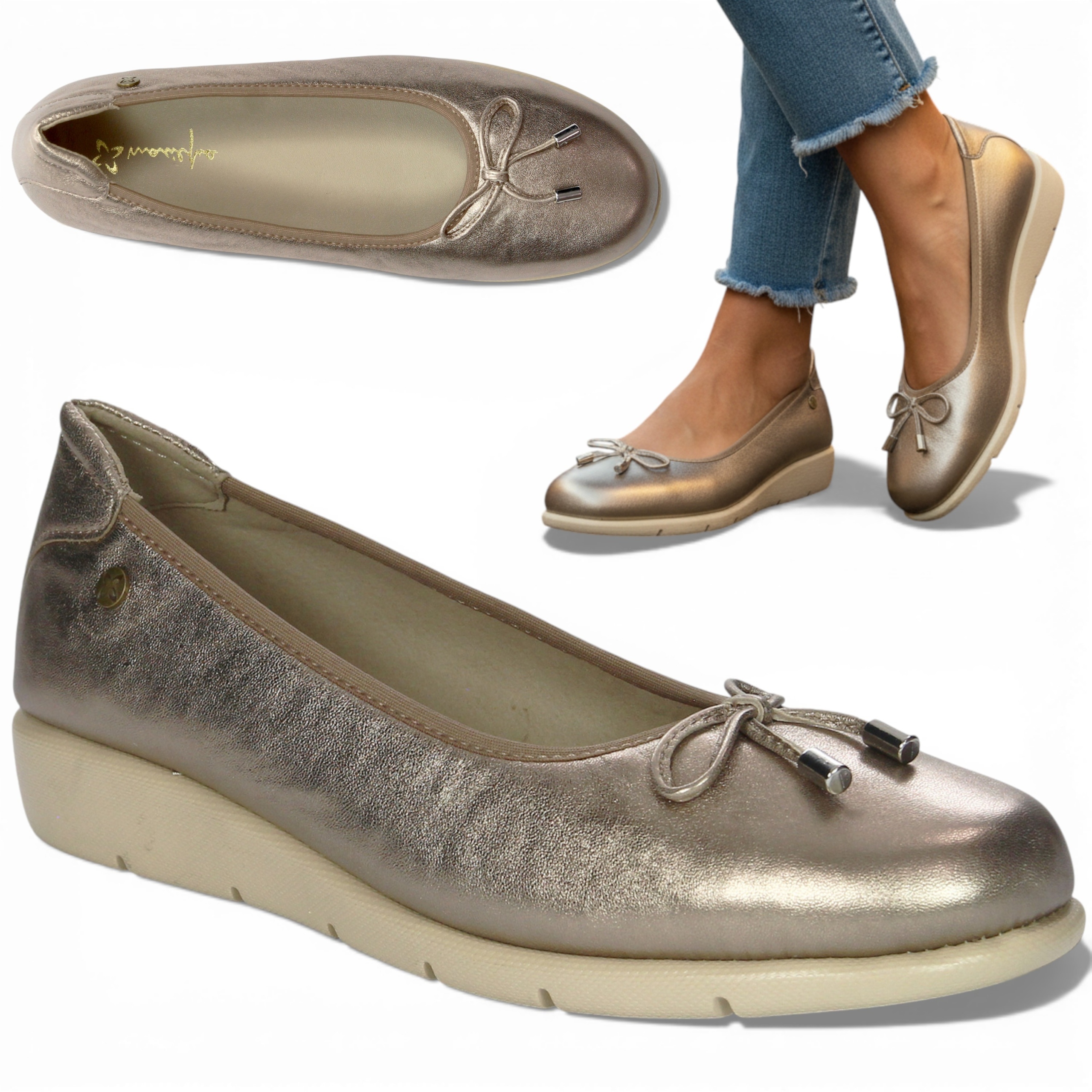 Dámské kožené polobotky 40 Maciejka Jarní Pohodlné Baleríny Nazouvací