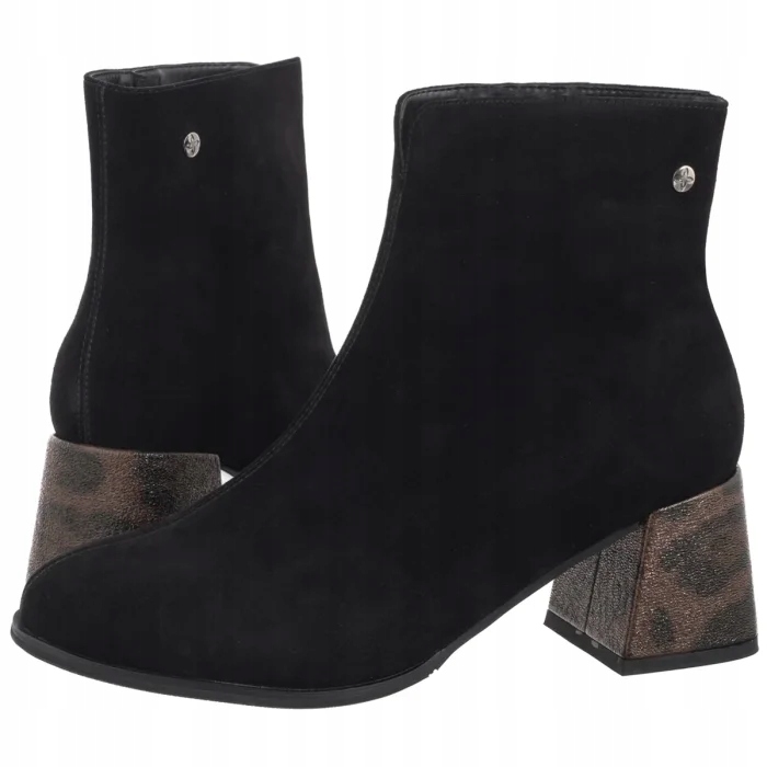 Dámské kožené Kotníkové Boty na podpatku Maciejka černé K7202-01 černé