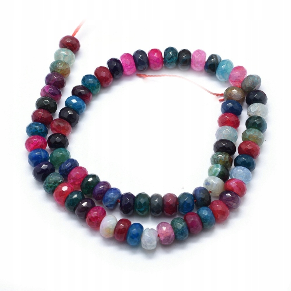 Korálky Přírodní Achát Dračí žíla, Barvený, Mix, 8x5mm, 68ks/37cm/nit