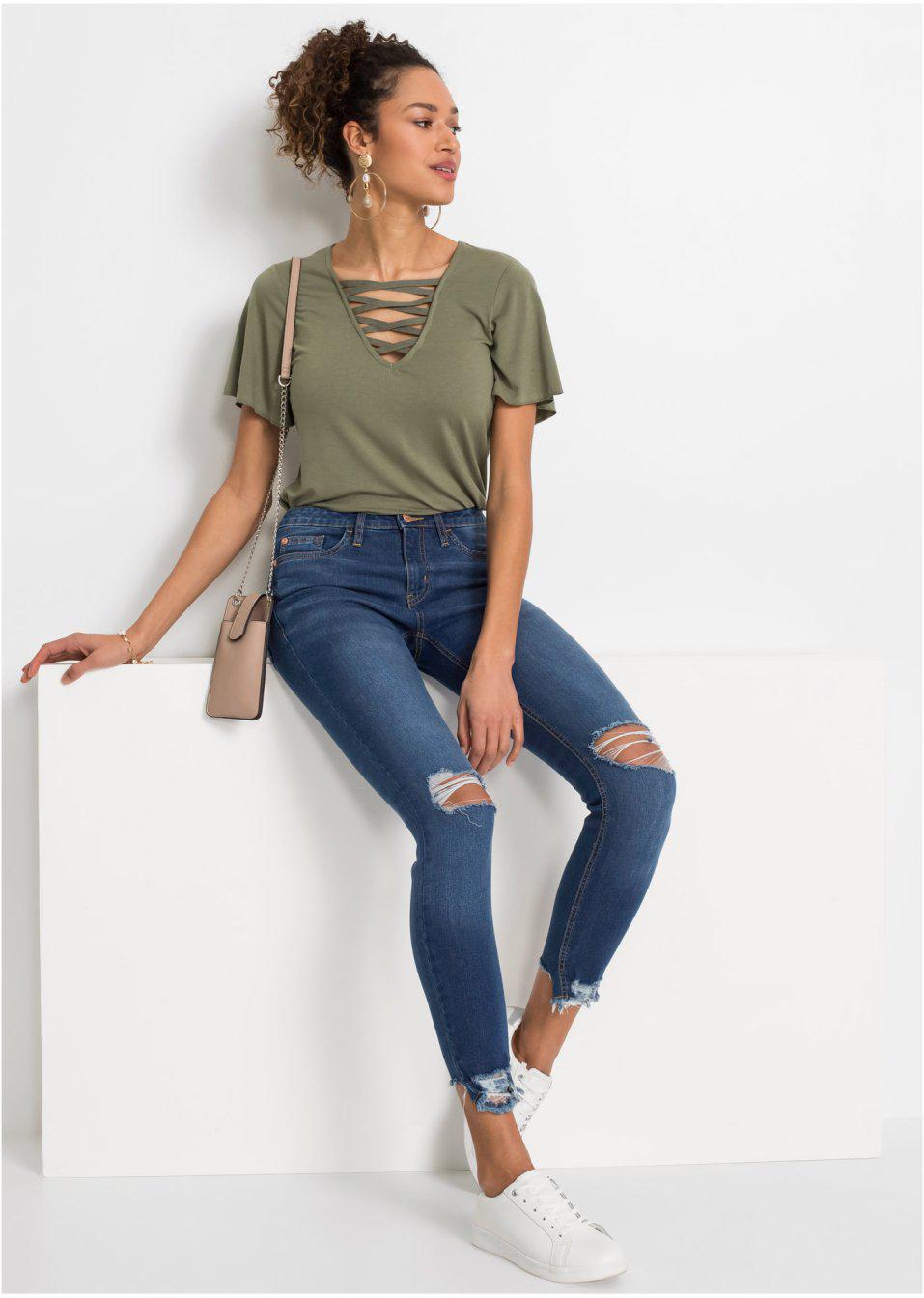 RURKI JEANSY PRZETARCIA __34 Marka Bonprix