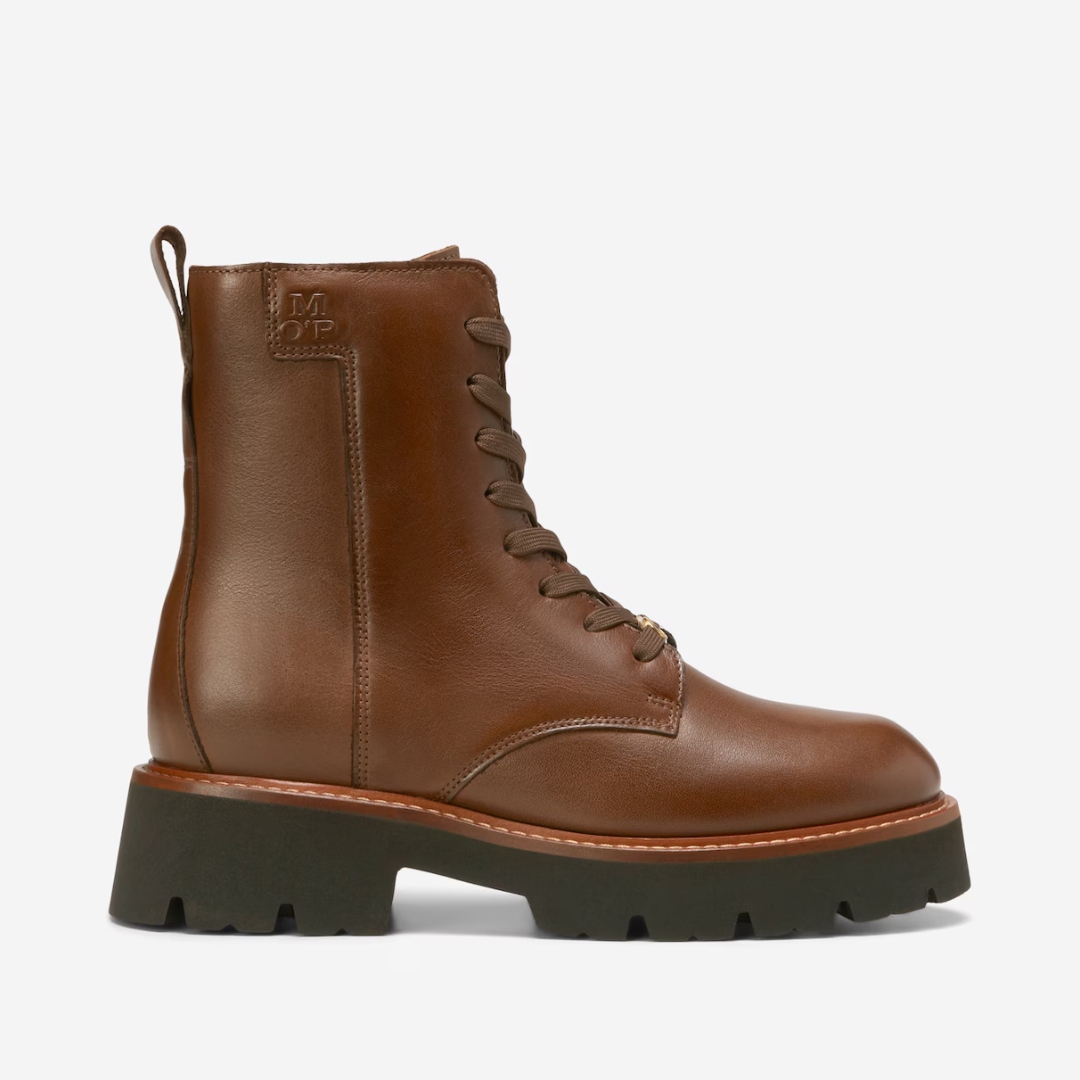 Botki Marc O'Polo obuwie damskie skórzane sznurowane brązowe r. 38