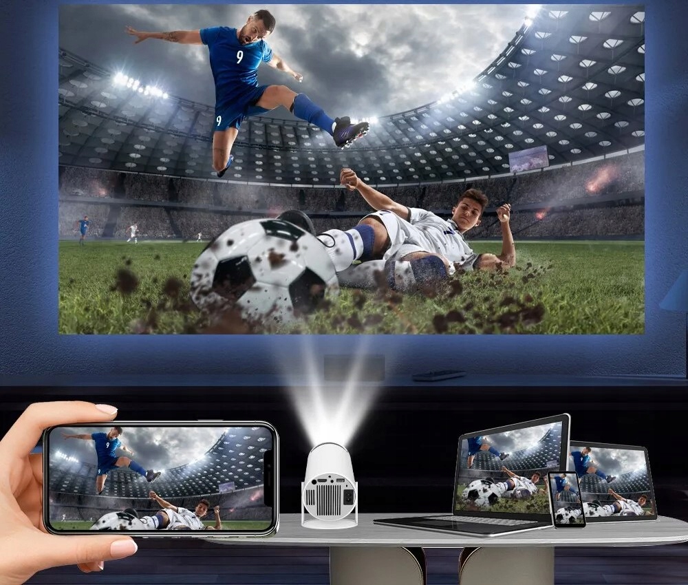 PROJEKTOR RZUTNIK ANDROID TV WIFI FULLHD PRZENOŚNY 4K GŁOŚNIK OBROTOWY HDMI Rozdzielczość podstawowa (px) 1280 x 720