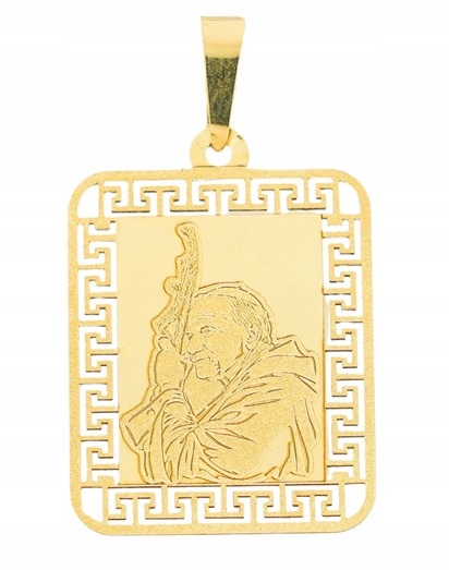 Zlatý přívěsek Papež Jan Pavel II. pr. 585 Svaté Přijímání Křest Gravírování