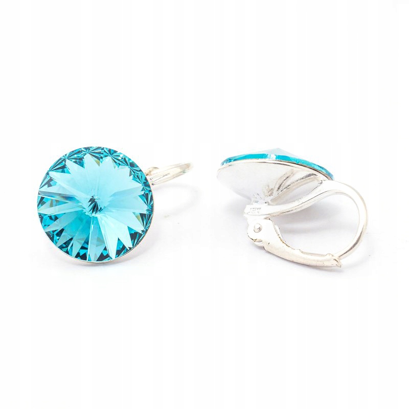 

Srebrne kolczyki z kr. Swarovski Rivoli 12mm Lturq