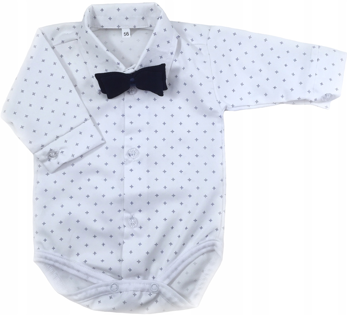 KOSZULOBODY białe we wzorki wizytowe 56 cm +0