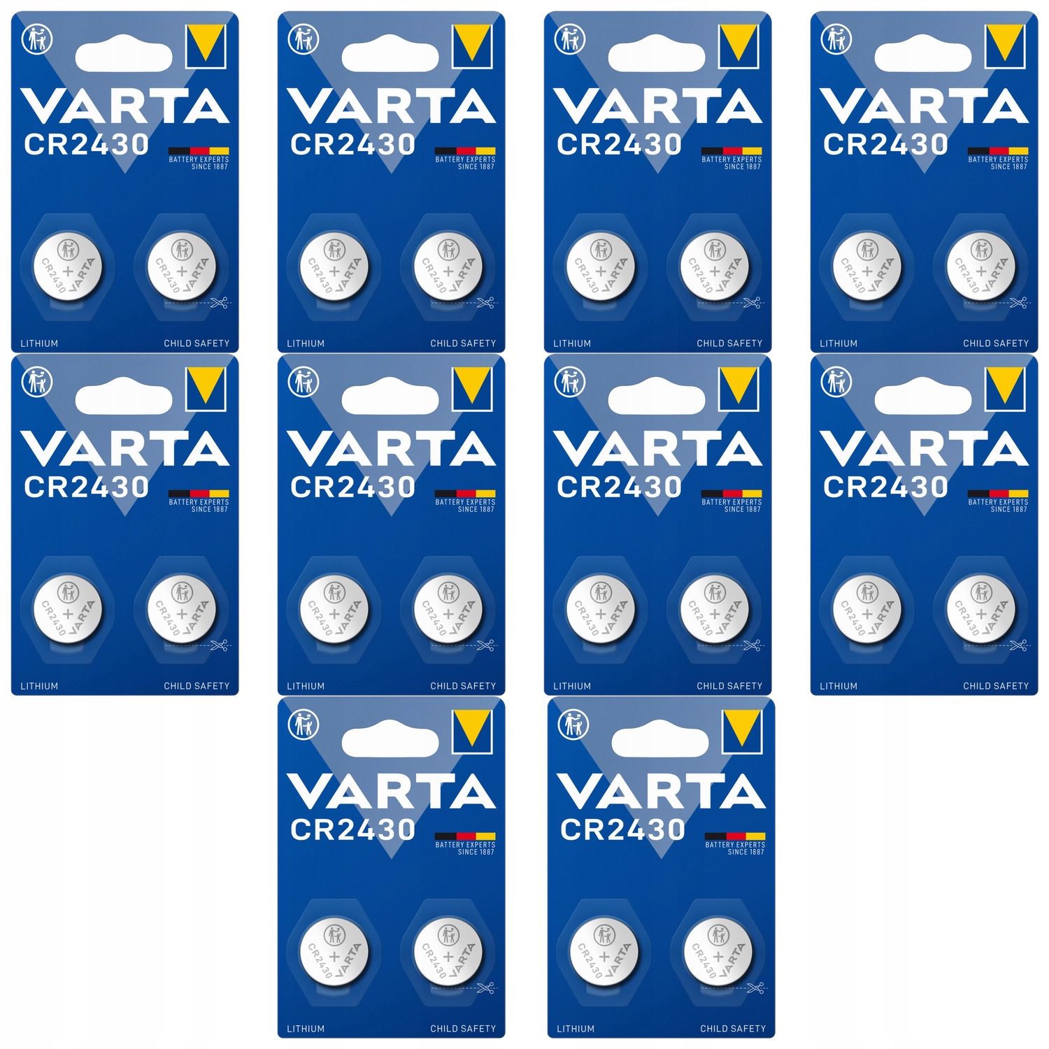 Varta Cr 2430 Lithiová knoflíková pastilková baterie pro dálkové ovládání 3V 2ks x10