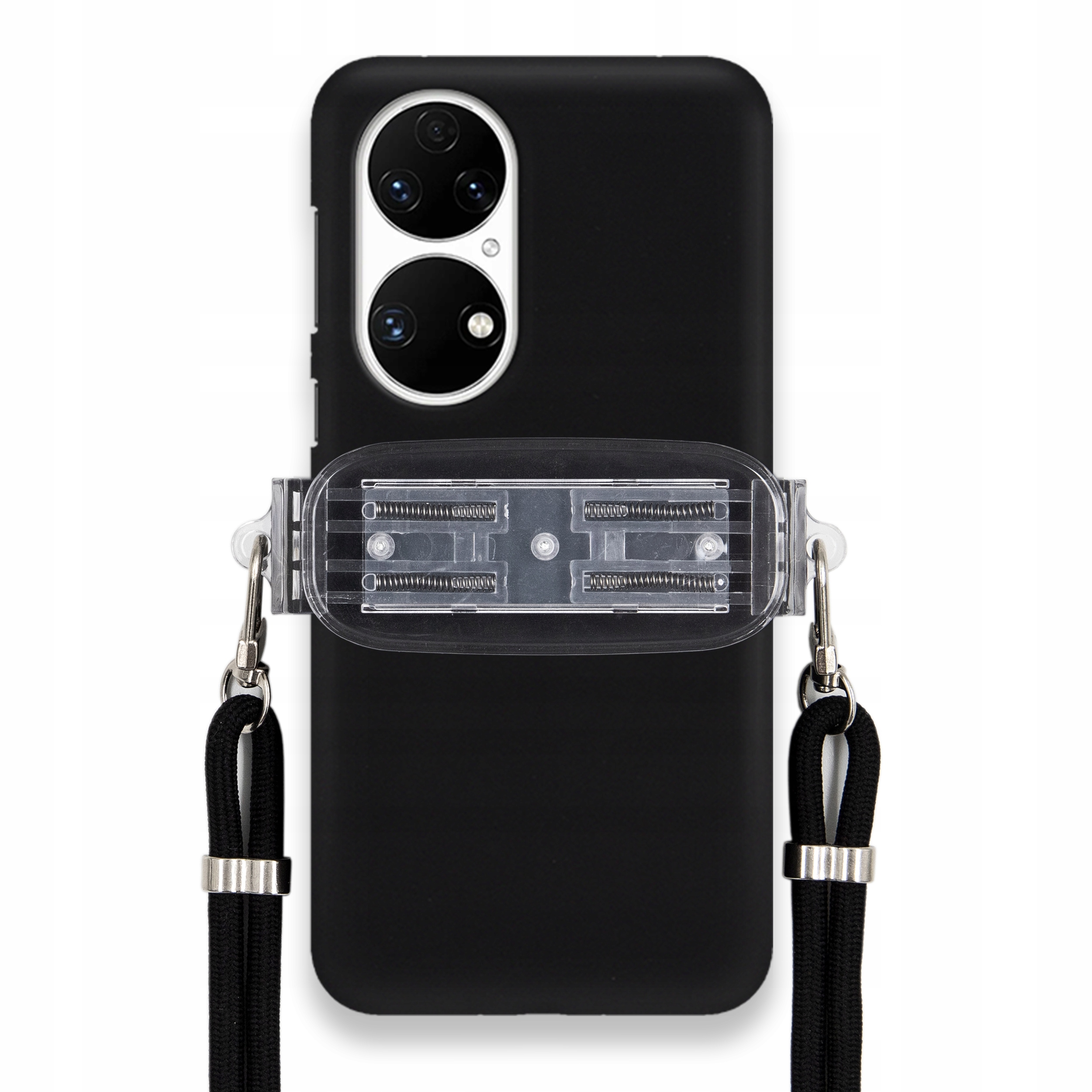 Puzdro Na Huawei P50 Smooth Case Ochrana Univerzálny Držiak Čierna Šnúrka