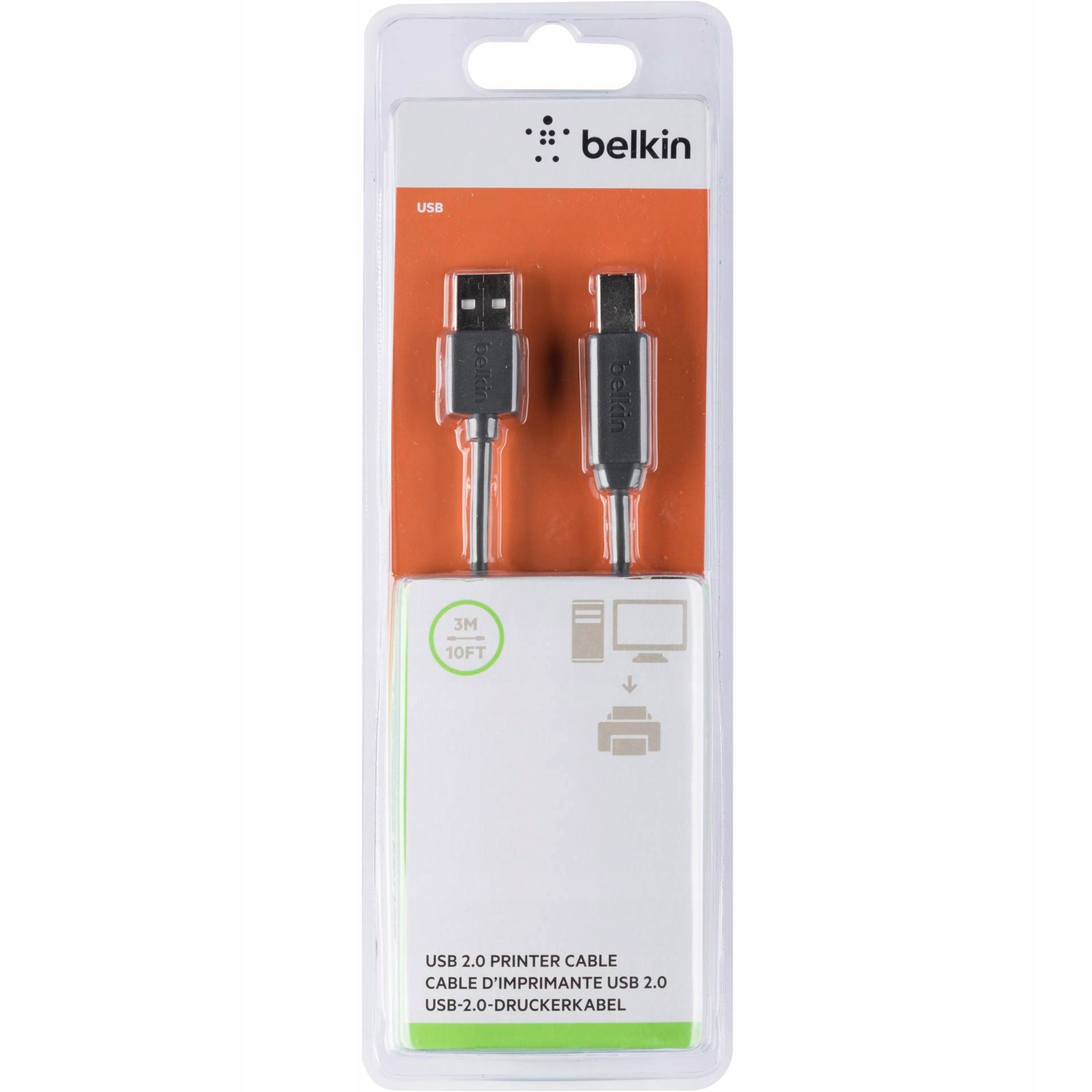 Belkin USB 2.0 Premium kabel do drukarki, USB-A/USB-B, 3m, czar.