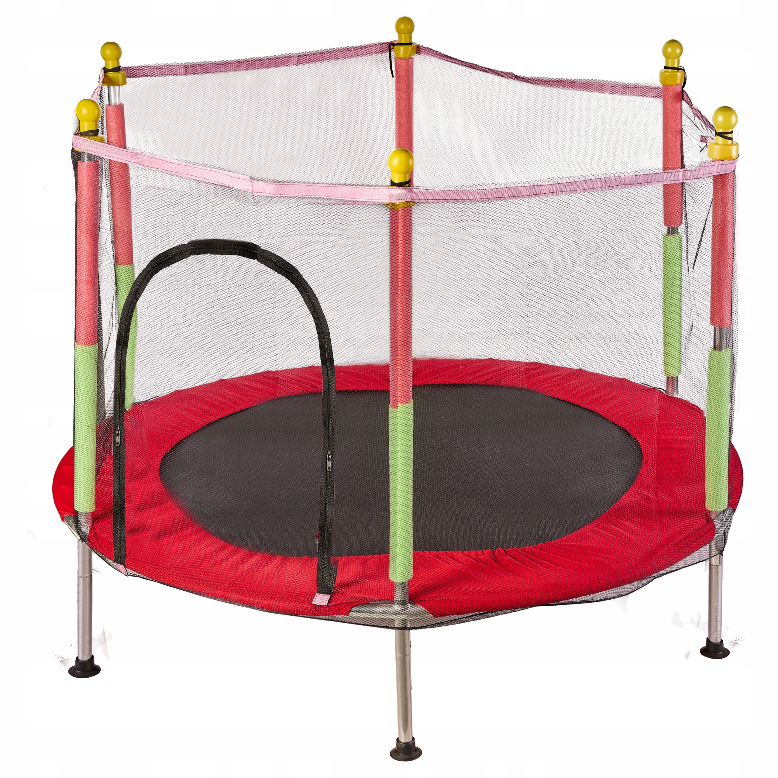 Trampolina do domu ogrodu dla dzieci siatka piłki 140cm 55inch czerwona