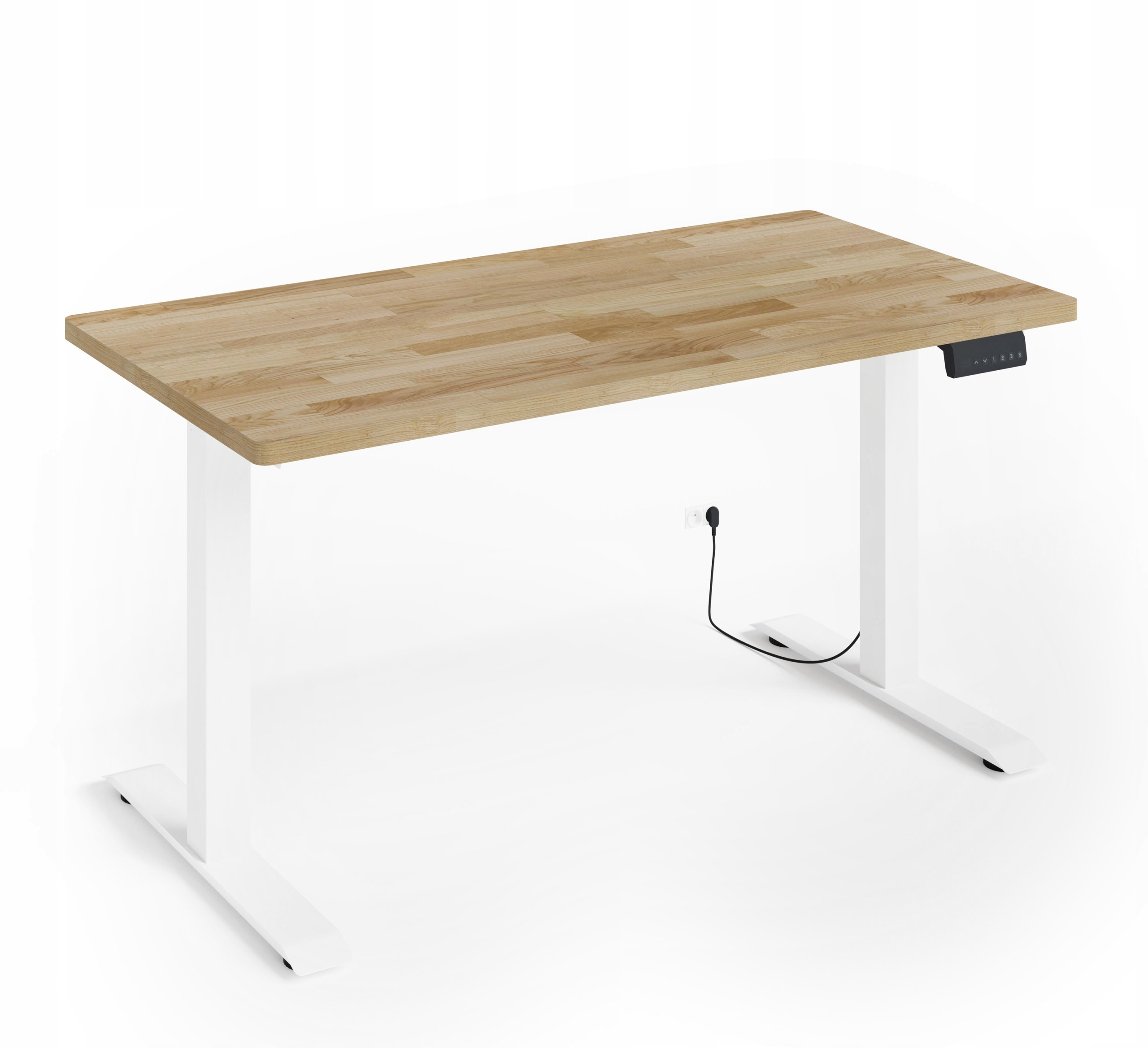 Elektrický psací stůl nastavitelný Bim Natural dubová dýha 140x70 bílá/dub