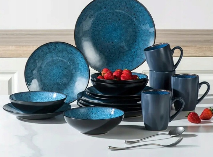 Serwis obiadowy VANCASSO BUBBLE Vintage Retro kamionka zastawa 32el/ 8 osób Marka Vancasso