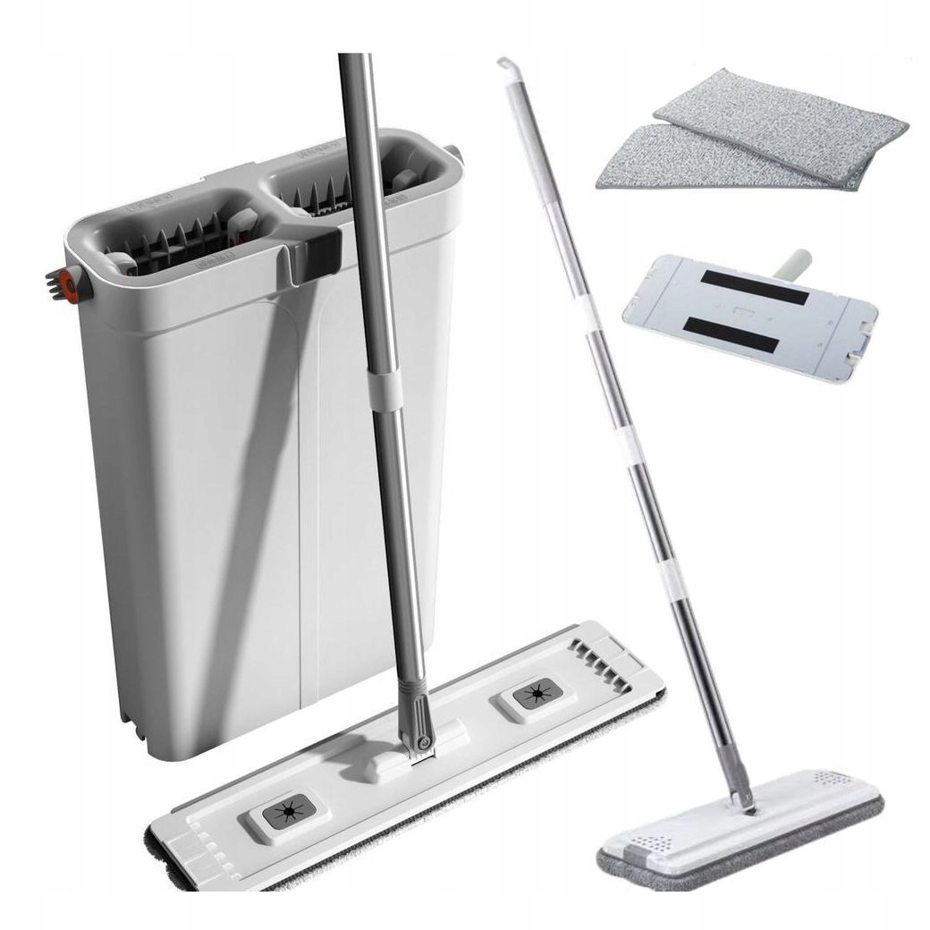 Levně Plochý Mop S Dvoukomorovým Kbelíkem
