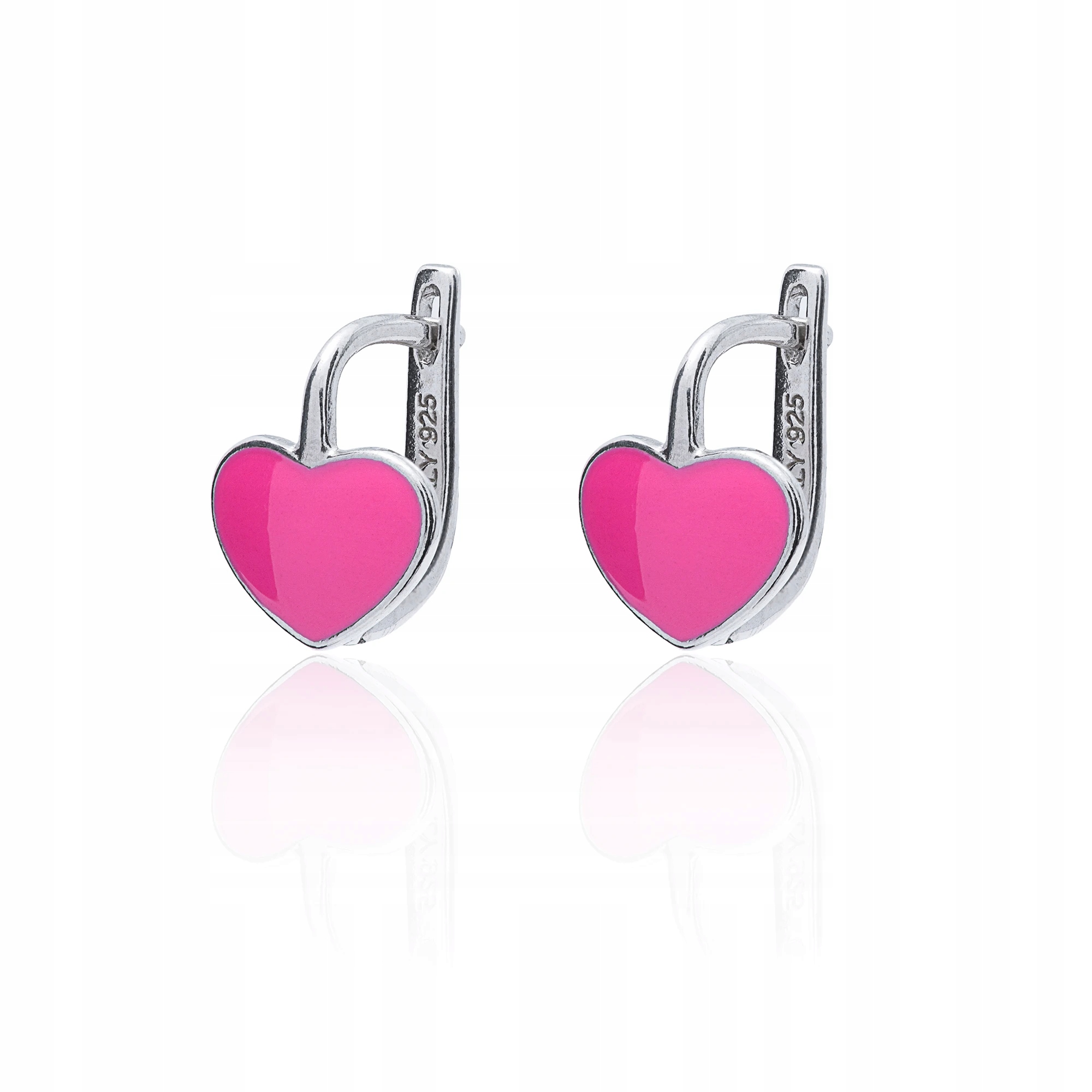 Stříbrné Náušnice Růžové Srdíčka Stříbro 925 Anglické Zapínání