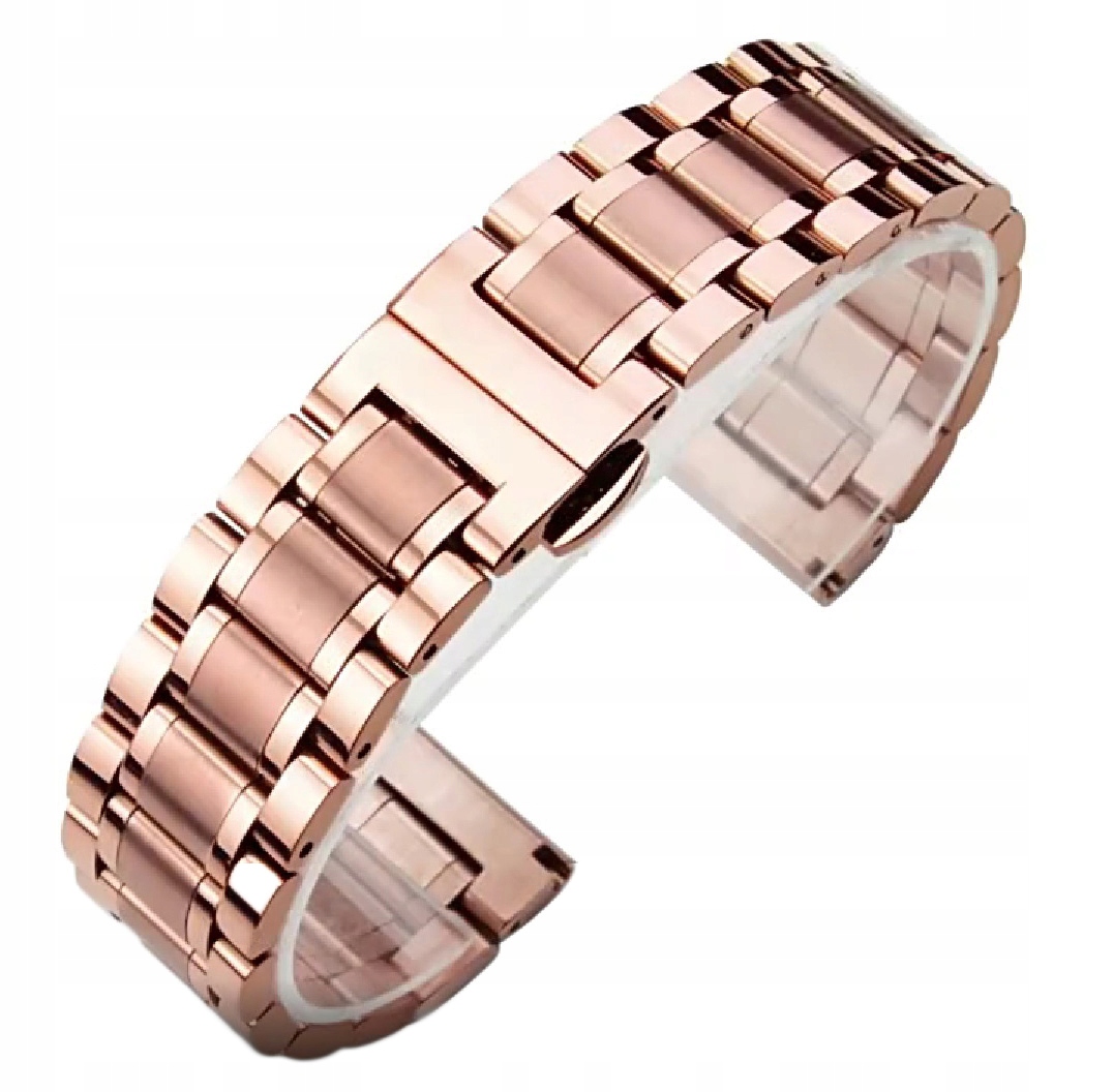 Bransoleta do zegarka 22 mm Różowe Złoto Stalowa Płeć uniseks