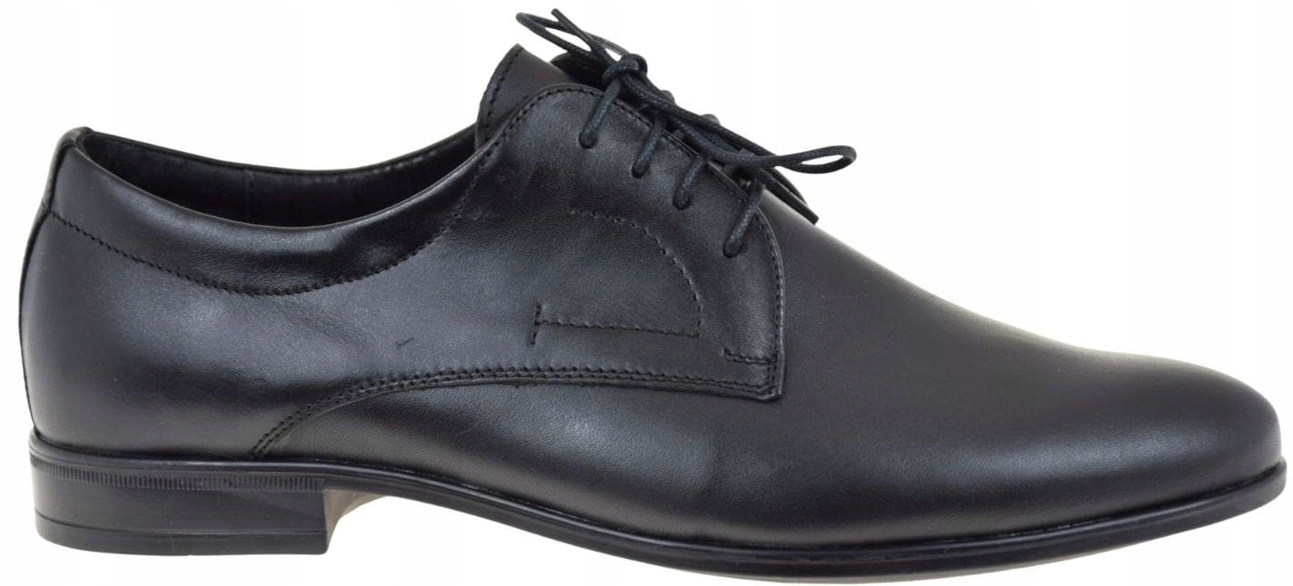 Elegantní pánské kožené polobotky černé společenské boty Lider 384B-459 VEL.44