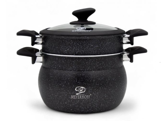 hrniec na varenie v pare s mramorovým povrchom 24 cm