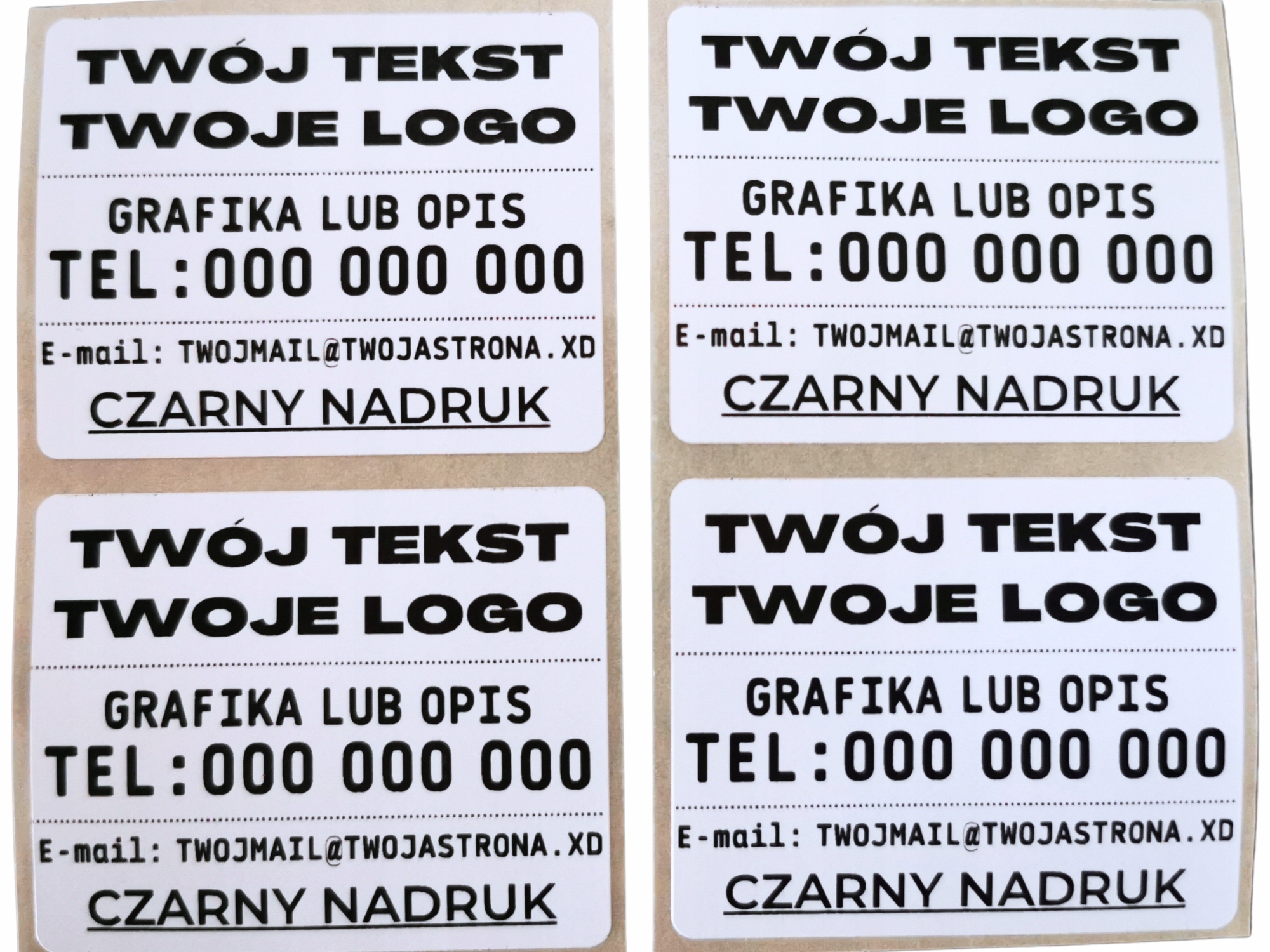 

Naklejki Twój Tekst Logo etykiety 200 szt Rozmiary