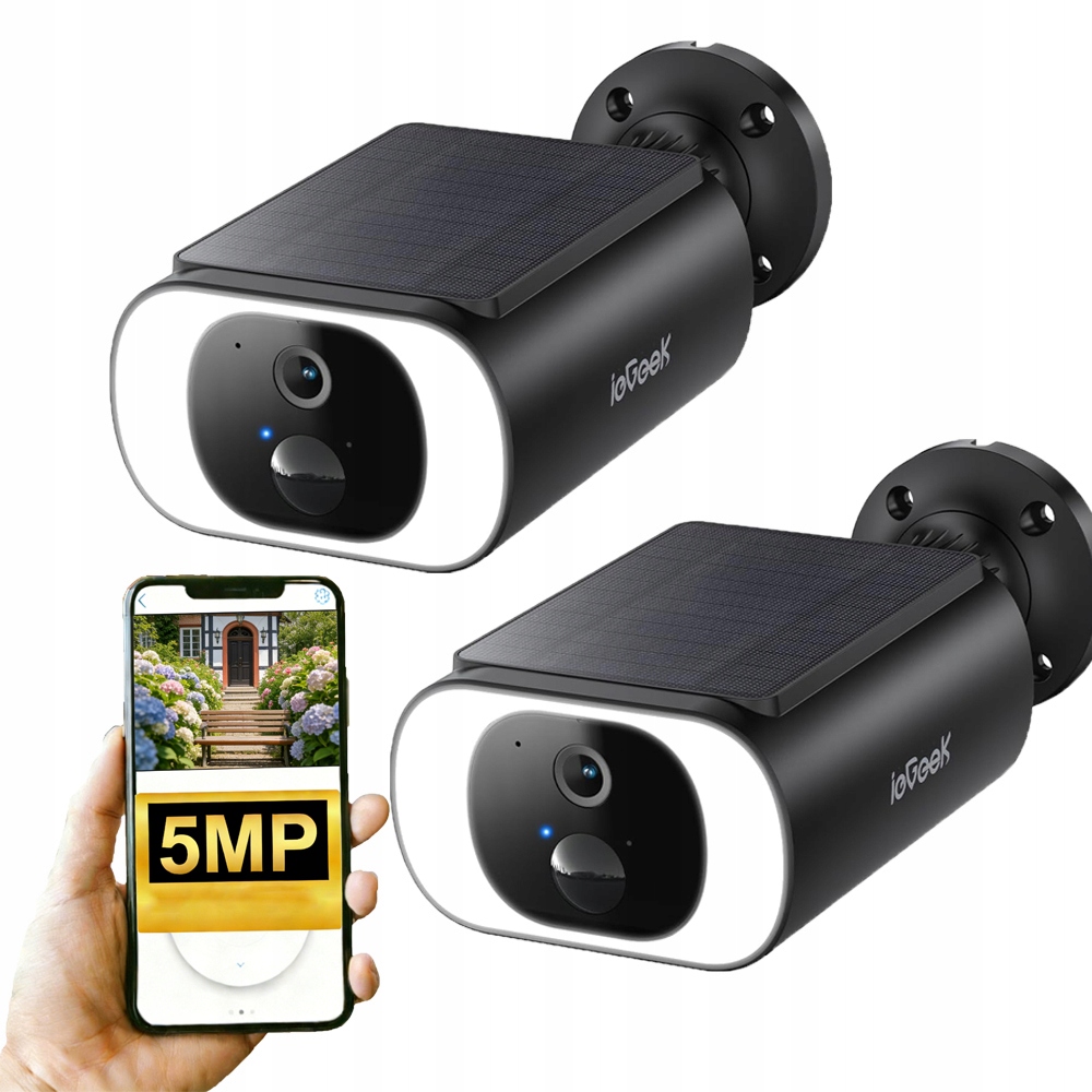 2 Kusy Venkovní Solární Kamera Ip Wifi 5MPX 2K s barevným nočním viděním