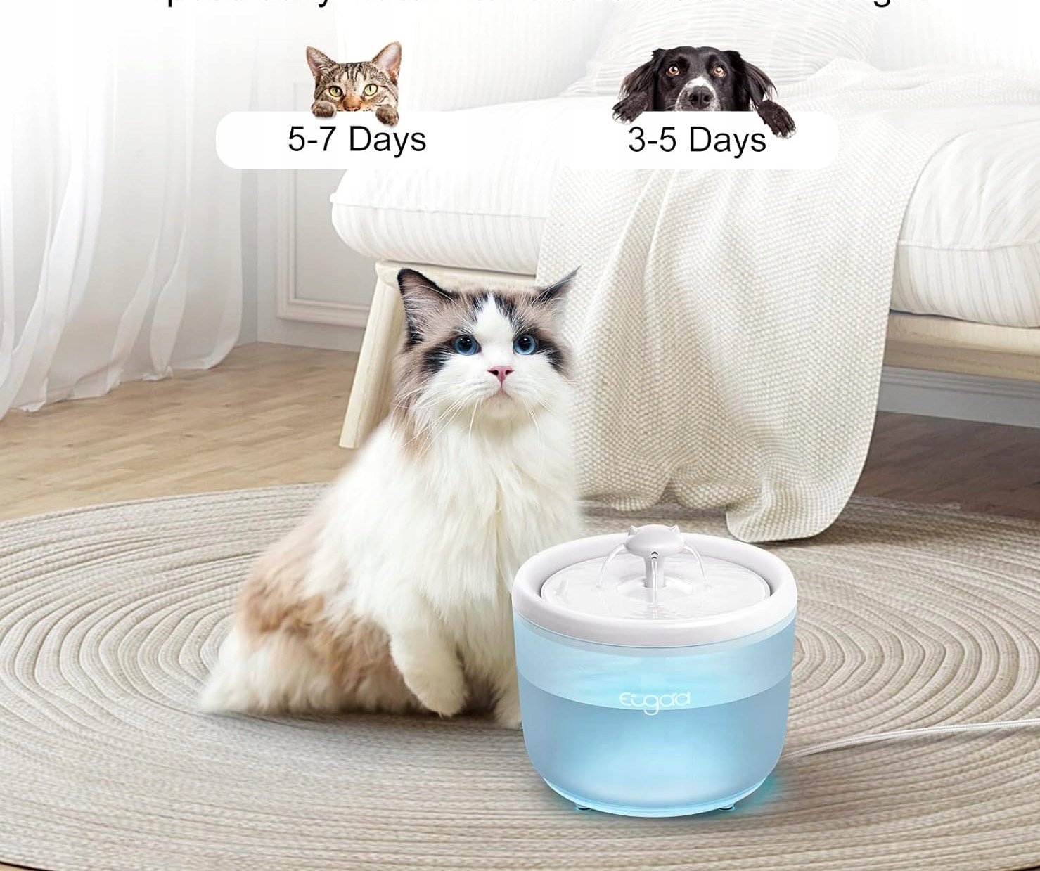 Automatické krmítko Napáječka s fontánou pro kočky psaEugad plast 2000 ML