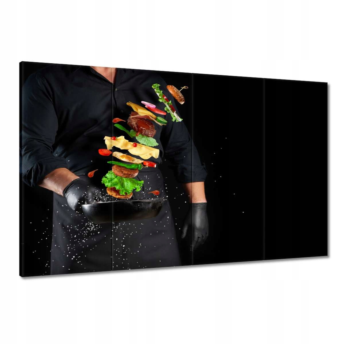 Obrazy 120x80 Levitující Burger na pánvi