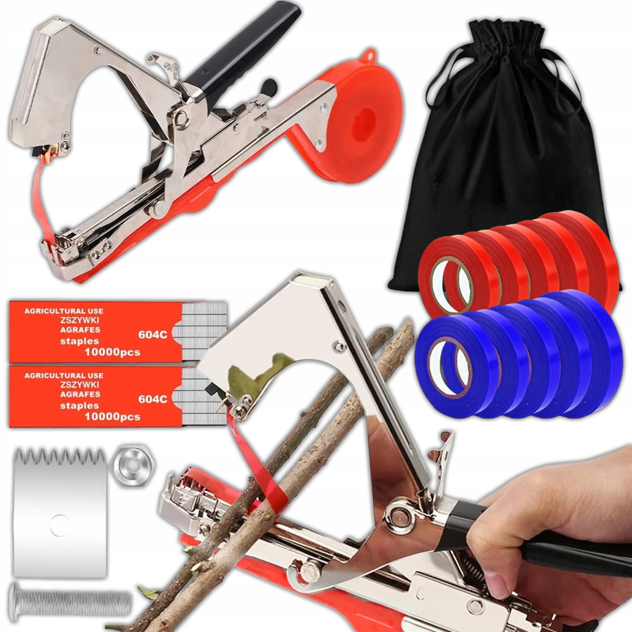 Tapener Zszywacz Ogrodniczy Szkółkarski Do Wiązania Roślin 25x Taśma Zszywk