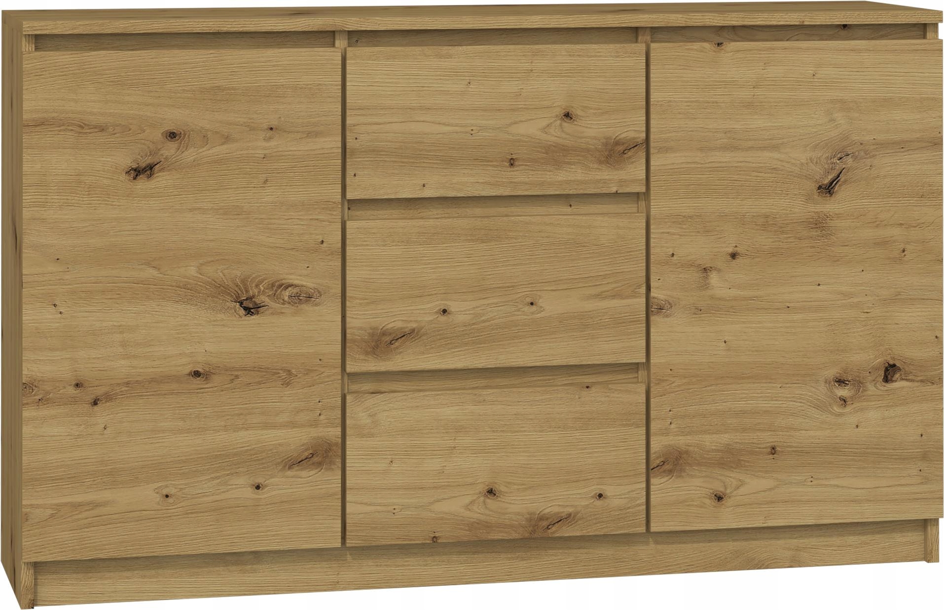 Komoda 2D3S 120 CM Dub Artisan Skrinka 2 Dvere 3 Zásuvky Do Obývačky