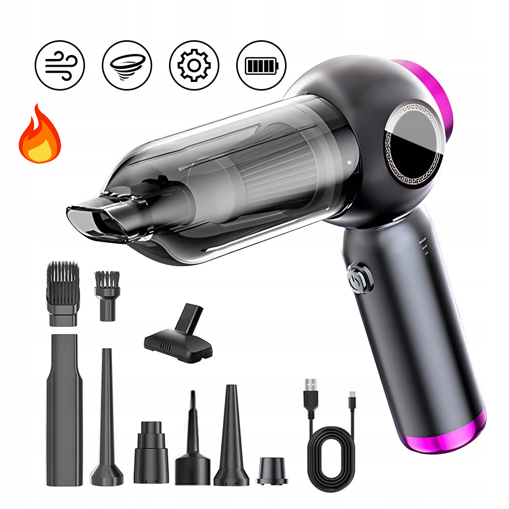 Vysavač Do Auta 16000PA S Mnoha Nástavci Pro Hloubkové Čištění