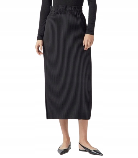 Y.a.s Černá Plisovaná MIDI Sukně S Vysokým Pasem, Velikost 34 Xqb