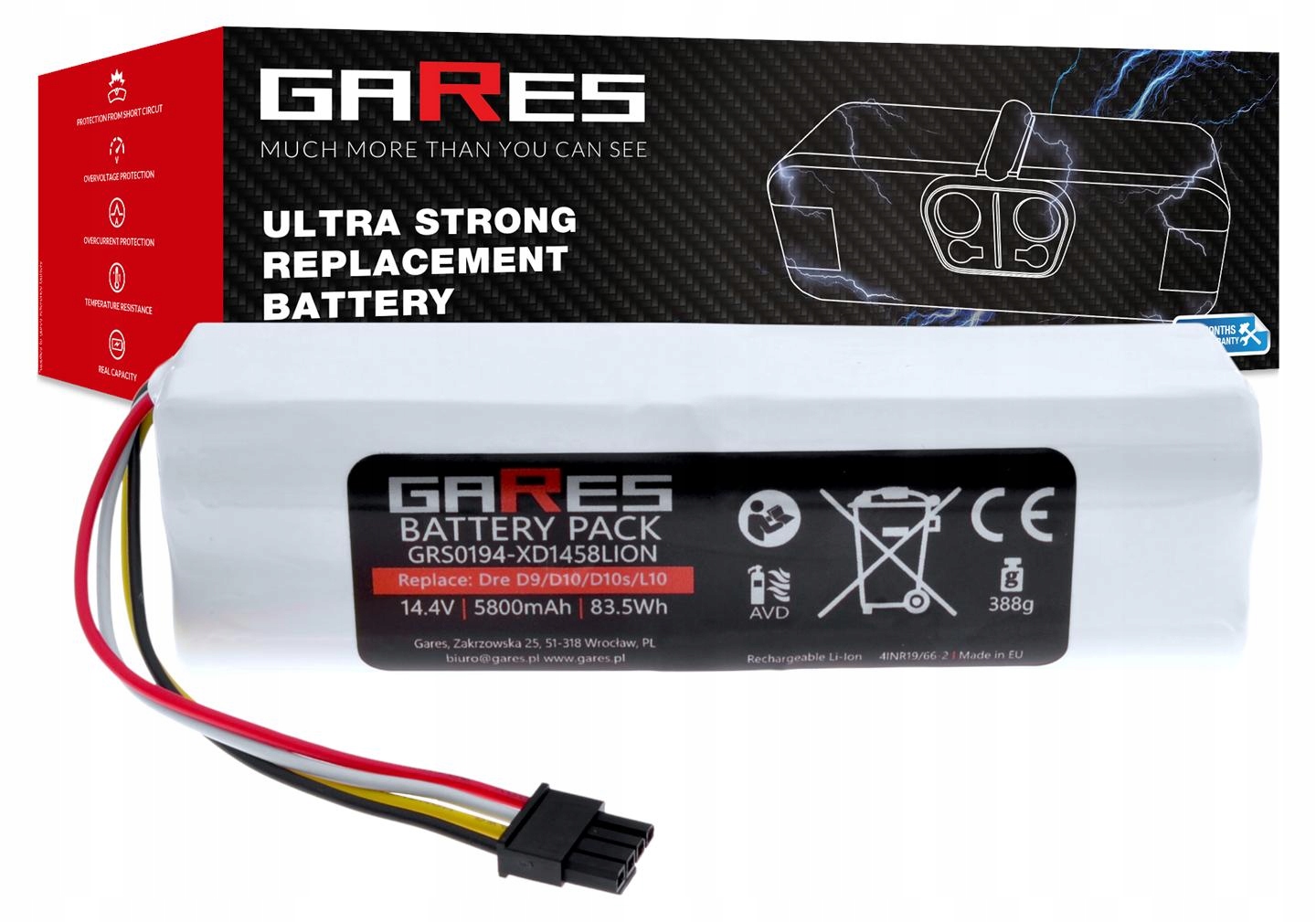 Akumulator Gares do Xiaomi Dreame D10s D9 Pro F9 L10 s 14,4V 5,8Ah