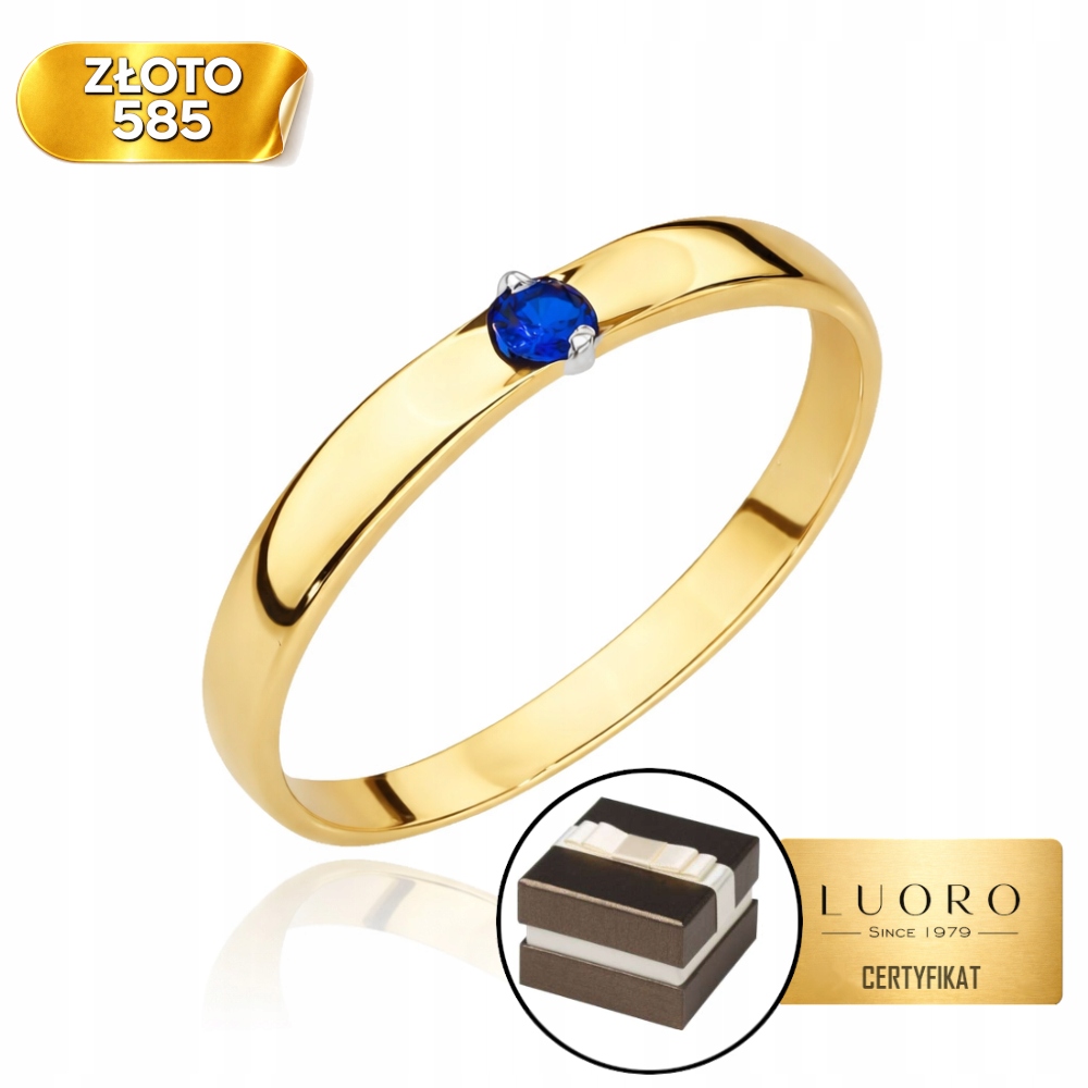 Prstýnek 585 14K S Safírem, Klasická Elegantní Lišta 3 MM R12