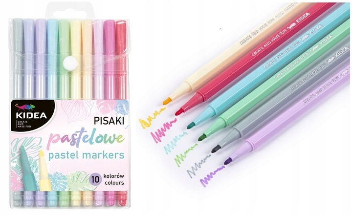 KIDEA PISAKI FLAMASTRY PASTELOWE 10 kol