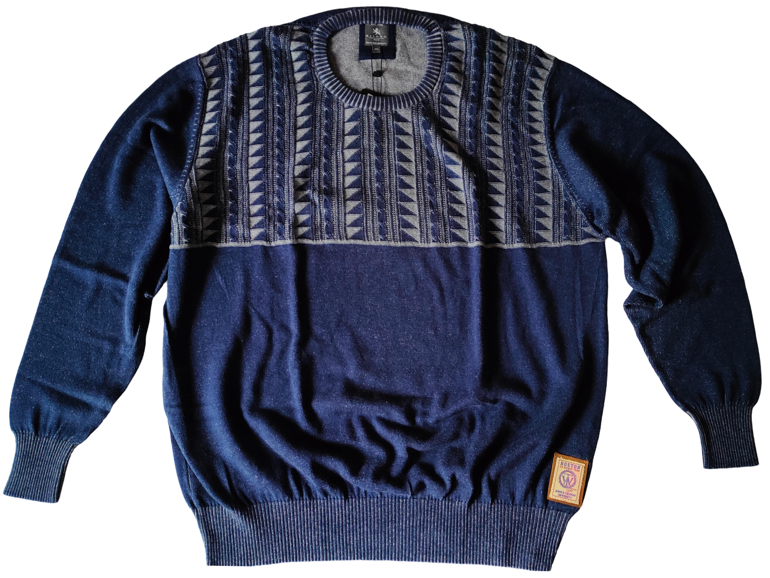 Kitaro Velké Rozměry Tenký Svetr Pullover O-neck Tmavě Modrý 4XL 146 cm