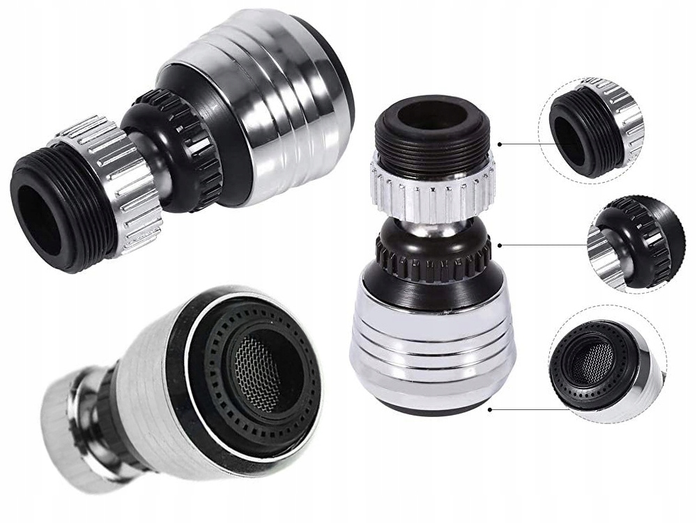 PRZEDŁUŻKA KOŃCÓWKA KRANU PERLATOR RUCHOMA 360 TRWAŁA Marka Verk Group