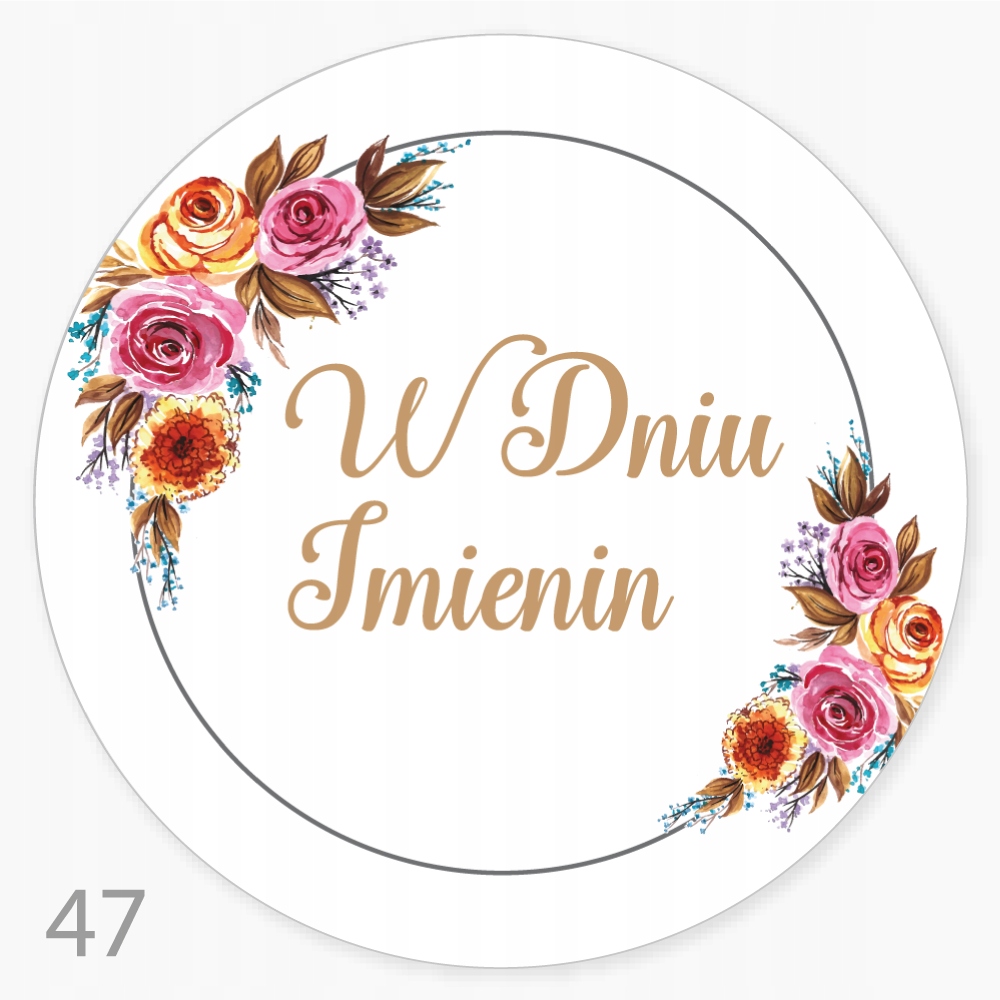 

Naklejka okazjonalna W Dniu Imienin fi55 48szt