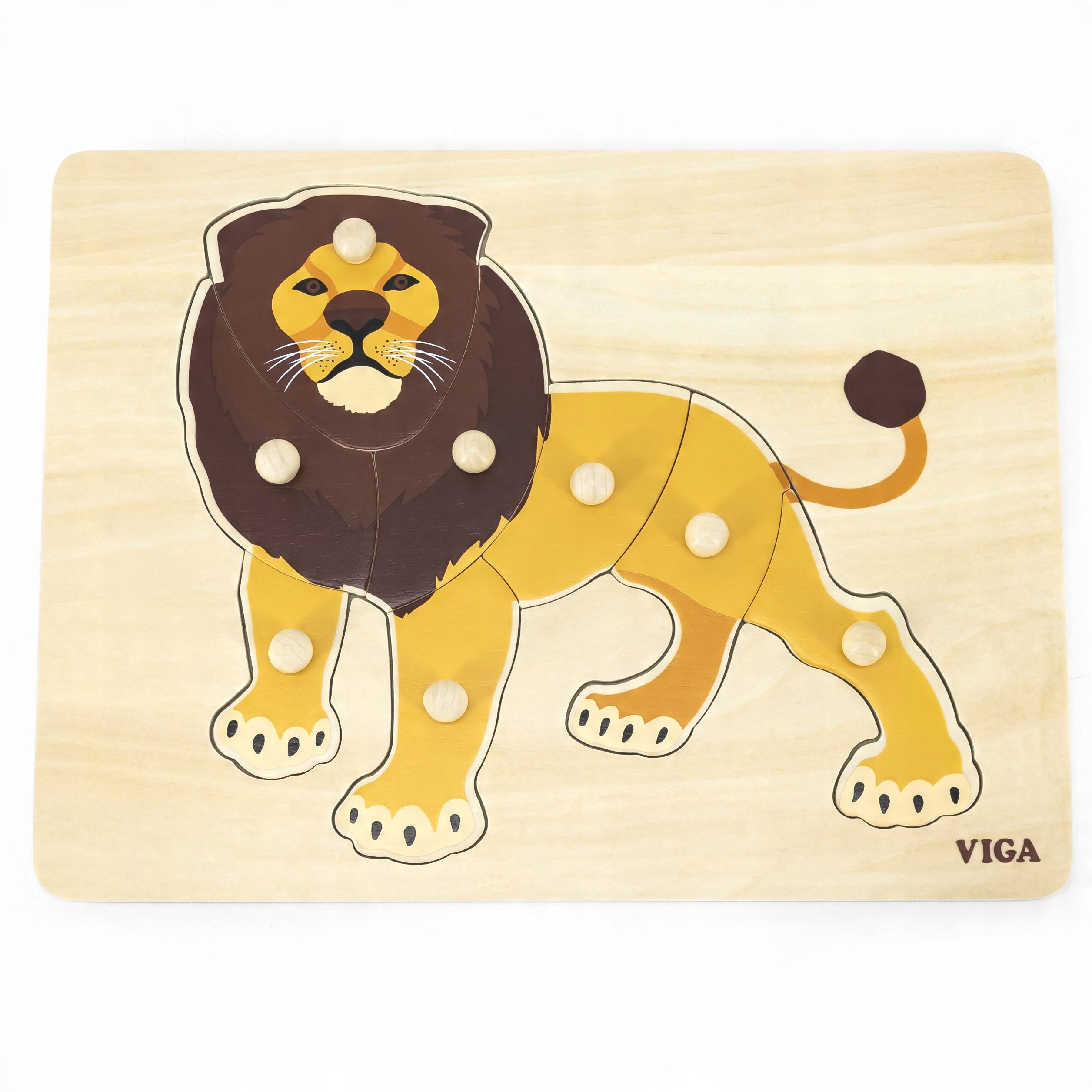 

Viga Drewniane Puzzle Montessori Lew z Pinezkami