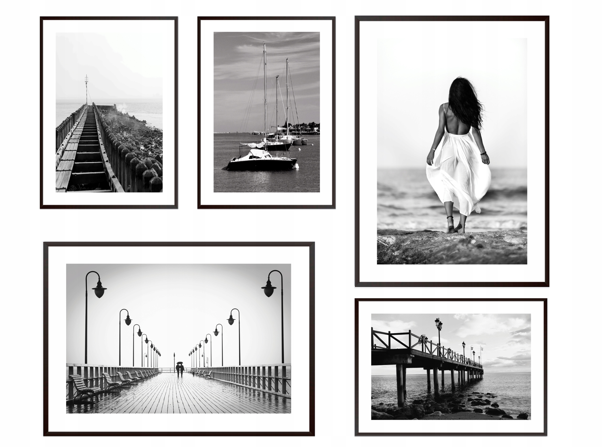 ZESTAW 5 PLAKAT OBRAZ NOWOCZESNY MORZE MOLO KOBIET