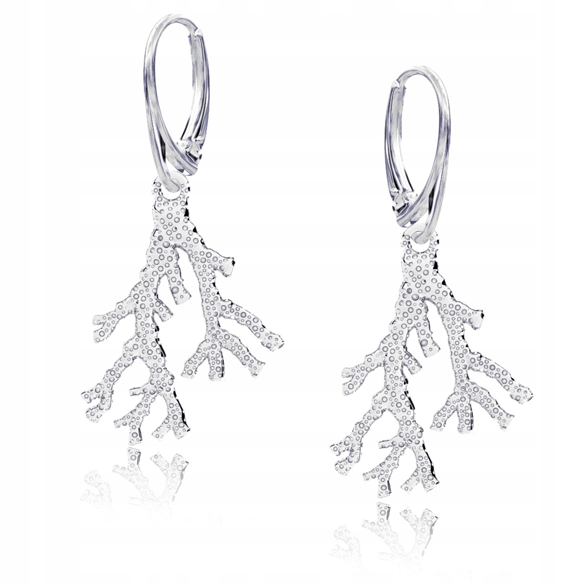 Korálovec korálové stříbrné náušnice na anglickém biglu stříbro 925