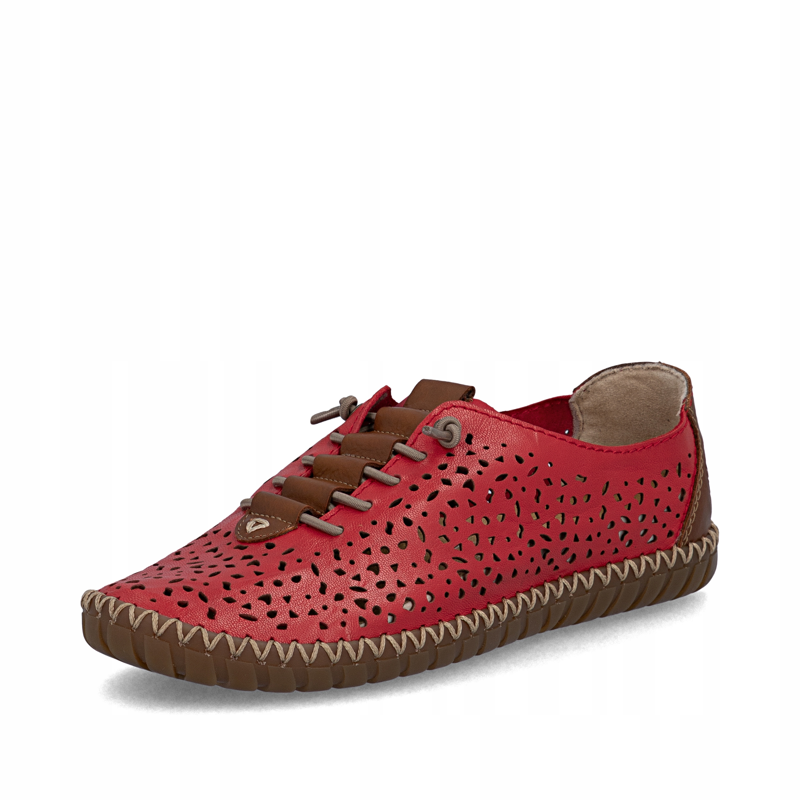 Rieker Antistress M2856-33 Półbuty Damskie Czerwone Skórzane Ażurowe r. 38