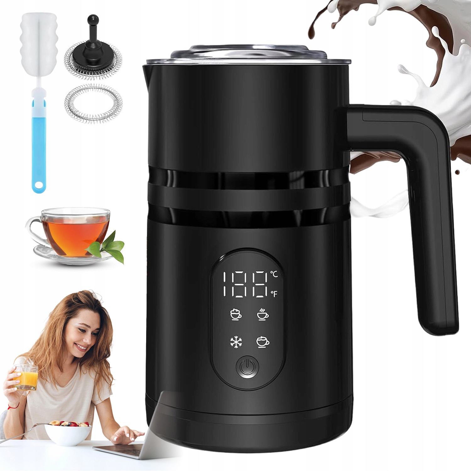 Napěňovač Mléka S Ohřívačem 4 Režimy Napěnění Mléka 400 W