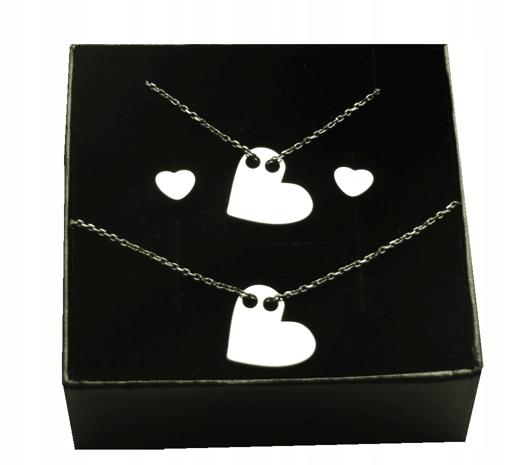 

Komplet Serce Asymetryczne srebro 925