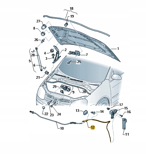LINKA CIĘGNO OTWIERANIA MASKI VW Golf V 5 Jetta 3 Numer katalogowy części 1K1823535A