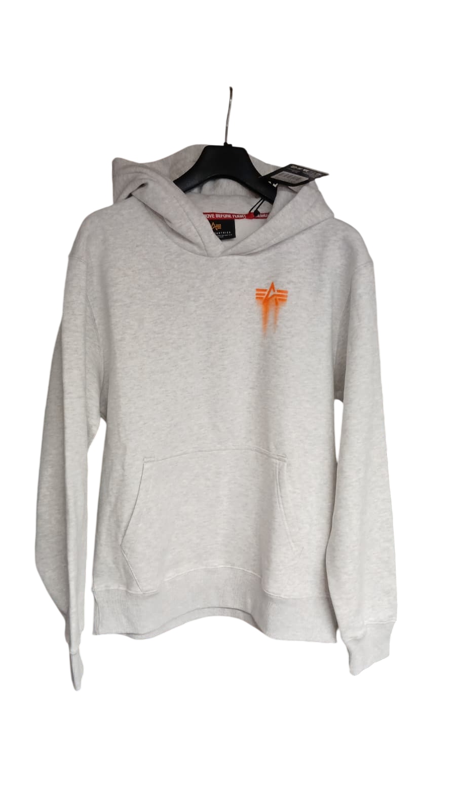 Mikina Alpha Industries Spray Print Hoodie pastelově šedá melírovaná L
