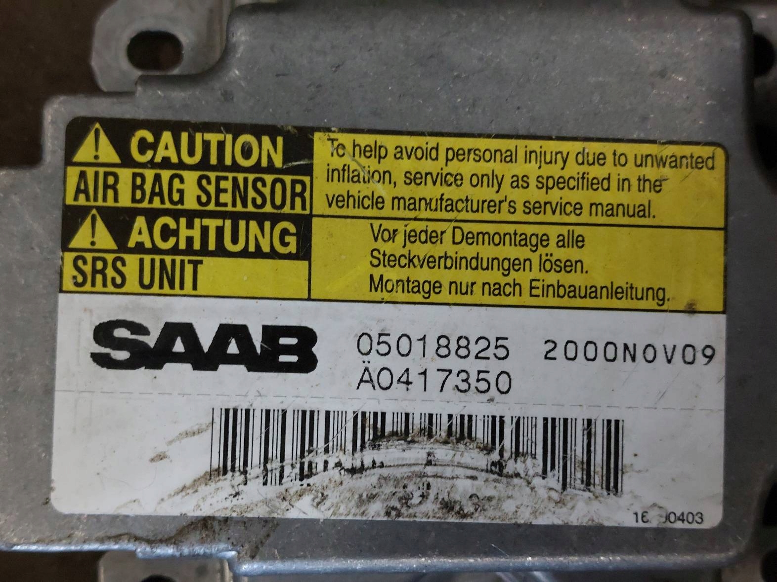 Montaggio airbag POSTRZALOWY SAAB 9-5 e 05018825 600307900