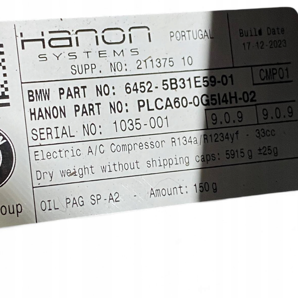 BMW i4 2022 компрессор кондиционера