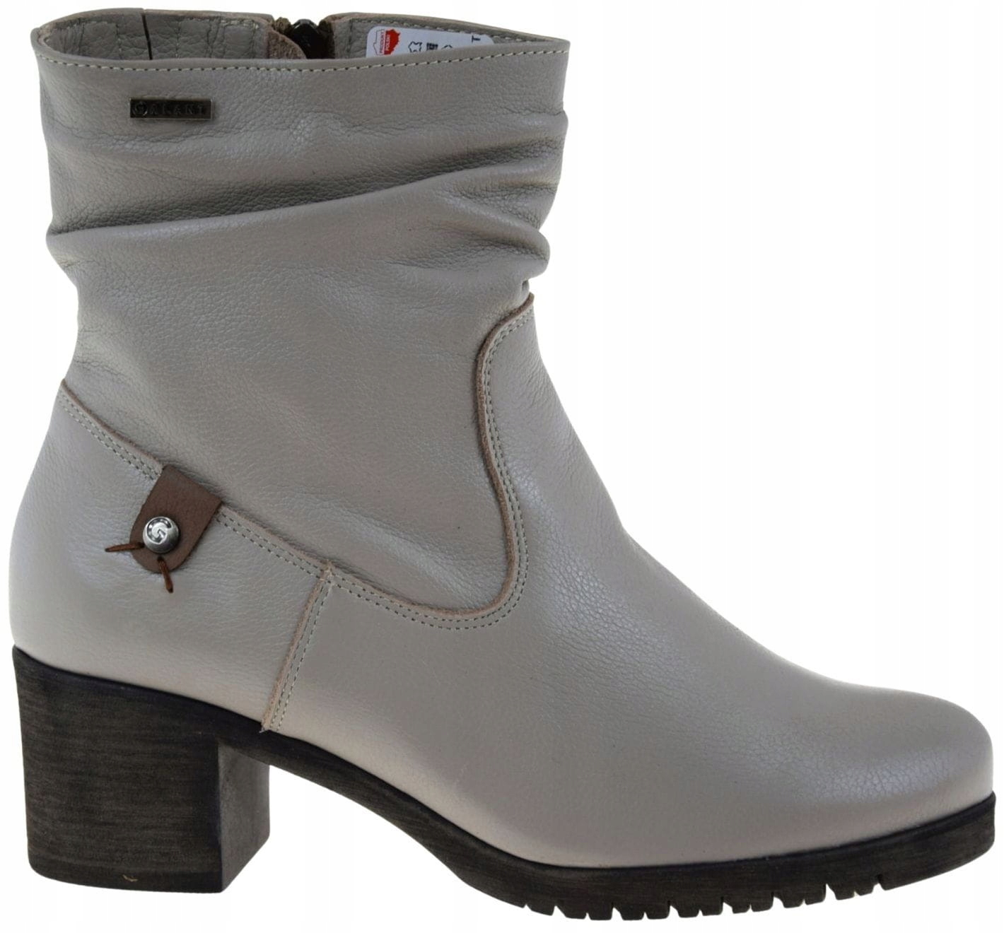 Elegantní dámské kotníkové boty Galant 3321 béžové, kožené, zateplené, pohodlné, Vel. 37