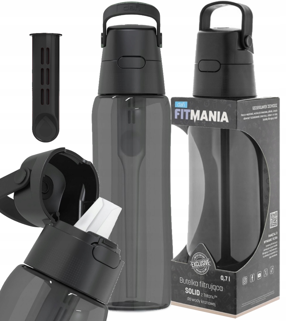 Butelka filtrująca Dafi Solid 0,7 l czarny black edition FitMania