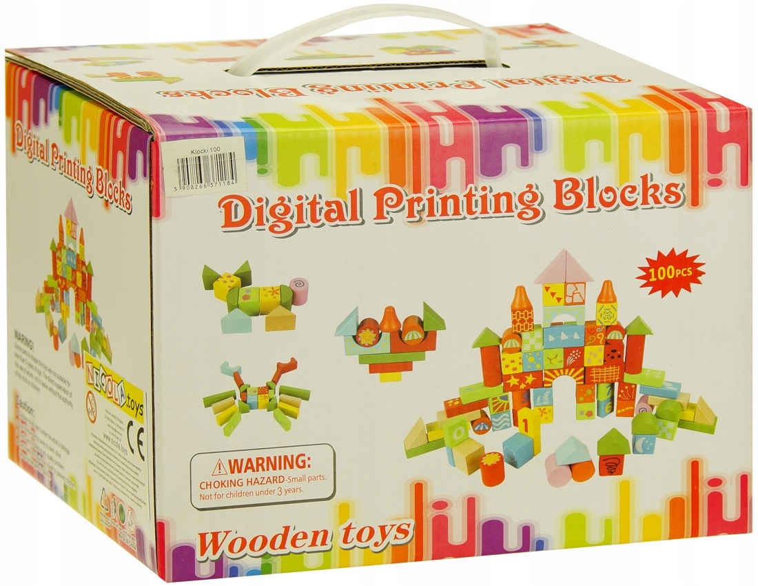 100el KOLOROWE DREWNIANE KLOCKI KONSTRUKCYJNE 1184 Liczba elementów 100 szt.
