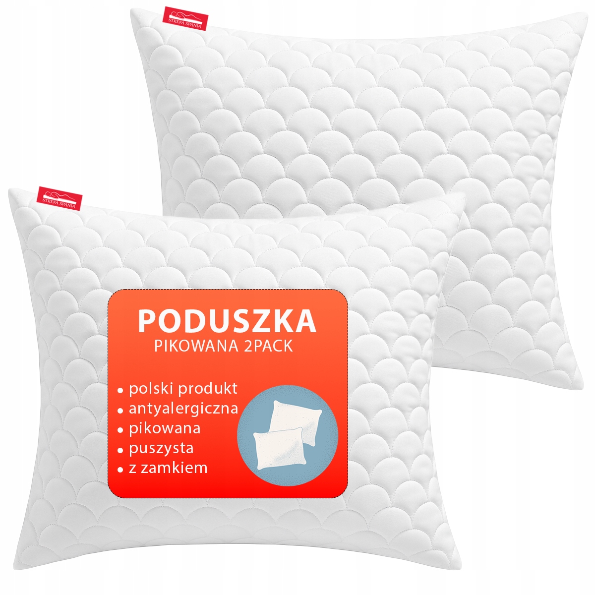 Polštáře 70X90 CM 2KS Antiallergic Strefa Spania Originální Polský Výrobek