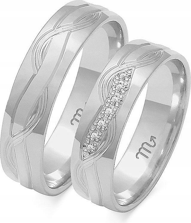 Zlatý prsten bílý s gravírováním 14K 585 r 23 24 25 z bílého 14K zlata