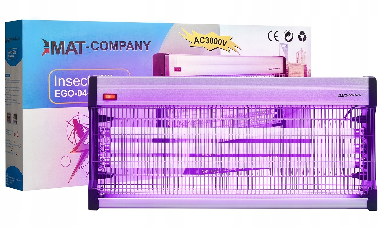 Owadobójová Lampa Na Komáry Owady Muchy 300m2 60W